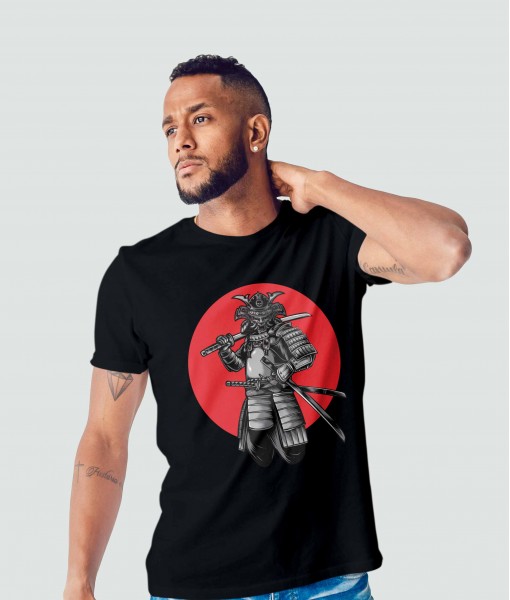 Мъжка тениска с щампа Арт Japanese samurai warrior